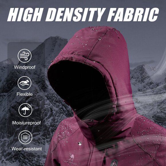 Purple Waterproof Jacket Snowboarding Clothes with Hood XXXL - Picture 7 of 7